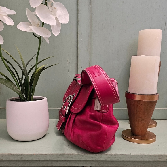 Vintage Coach Soho Pleated Leather Shoulder Bag Purse F15204 ( Red) - Picture 4 of 13